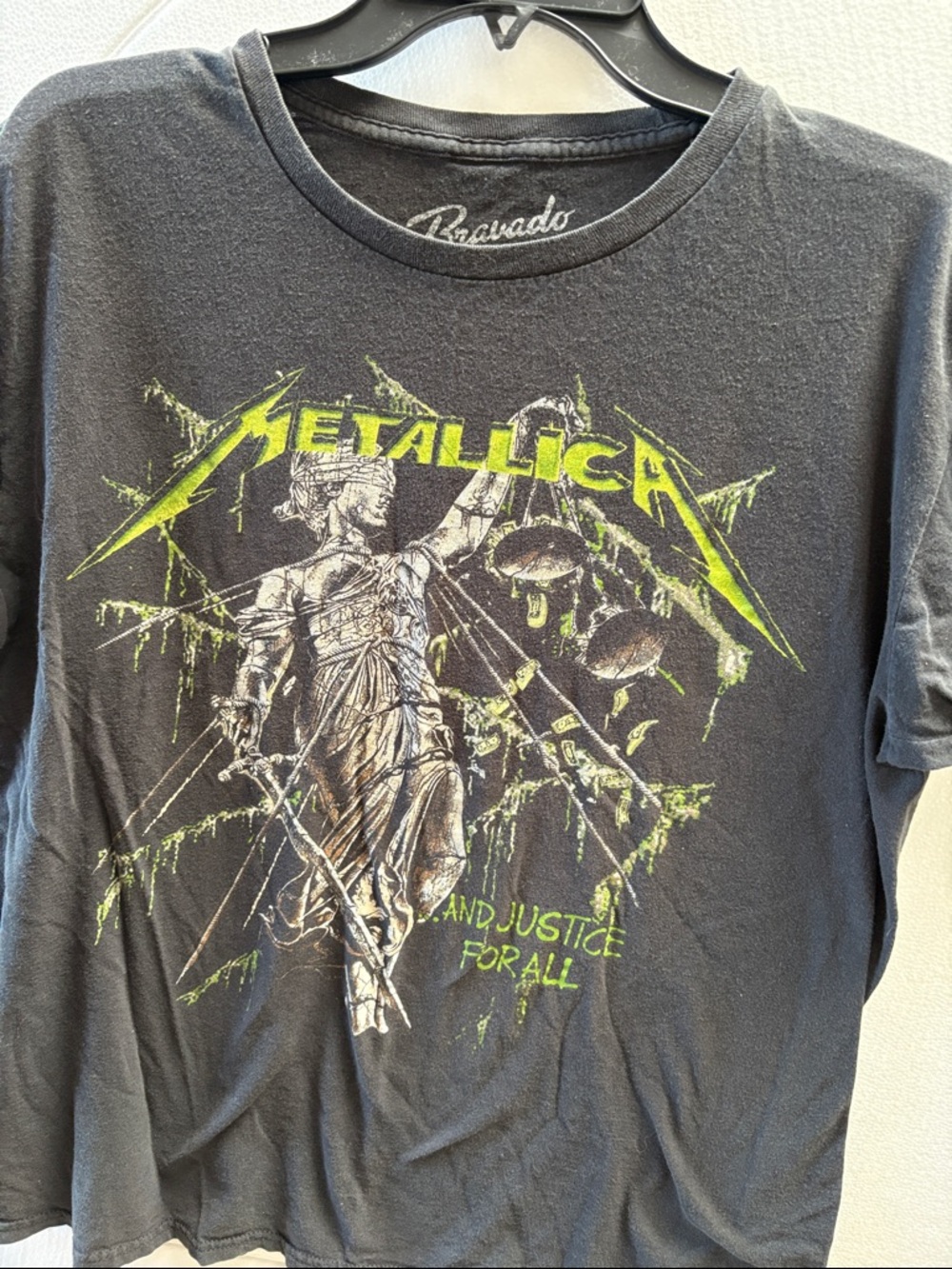 Vintage metallic Men's Black Graphic Tee - Justice For All Design